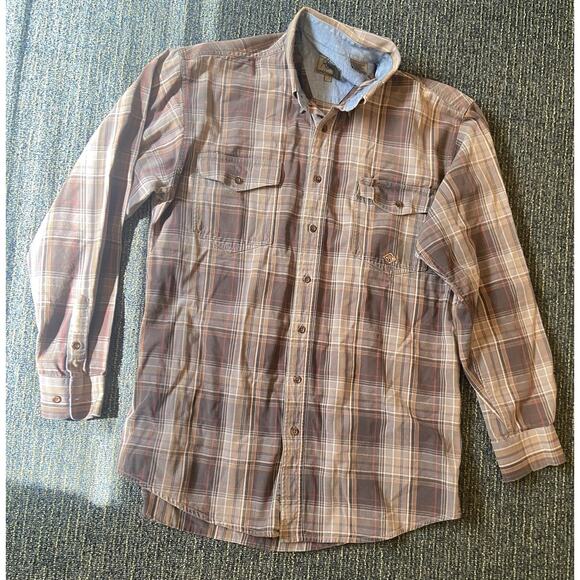 Roper Mens Long Sleeve Button Down Shirt LT Brown Windowpane Plaid Western - Picture 1 of 7